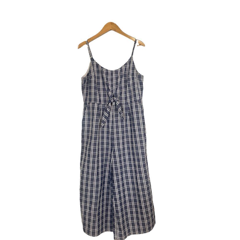 Lucen by Nikibiki Women's Sleeveless Linen Wide Leg Plaid Jumpsuit Size XL Multi